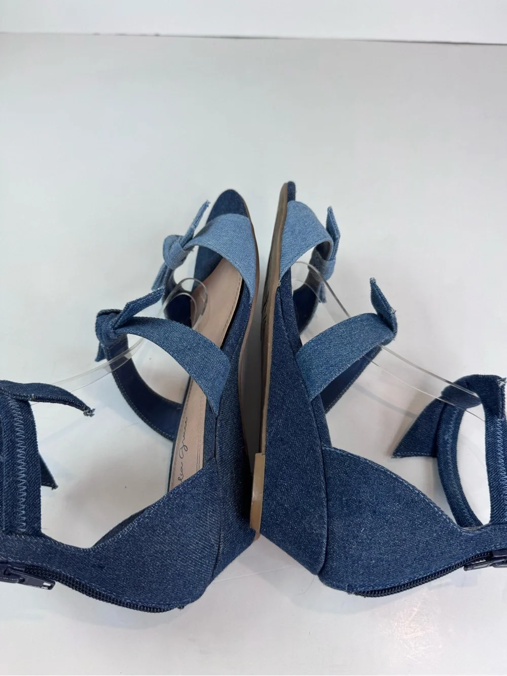 Amelia Grace jean denim wedge sandals size 8.5 - Picture 7 of 12